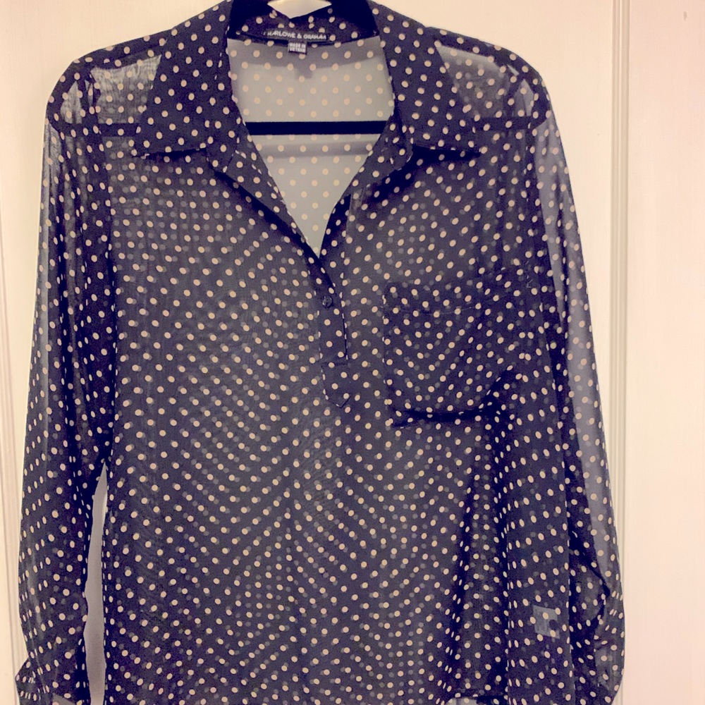 Sheer long sleeve collared button up